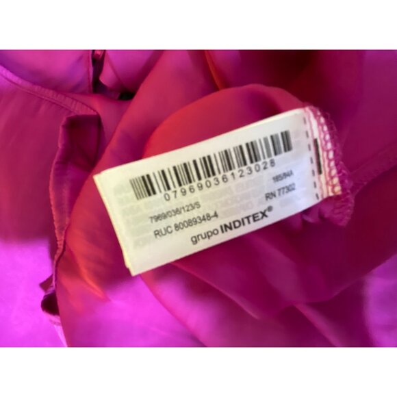 Zara Fuchsia Pink Small Flowy Satin Maxi Dress Elegant Cocktail Glam Boho Classy - Picture 7 of 8